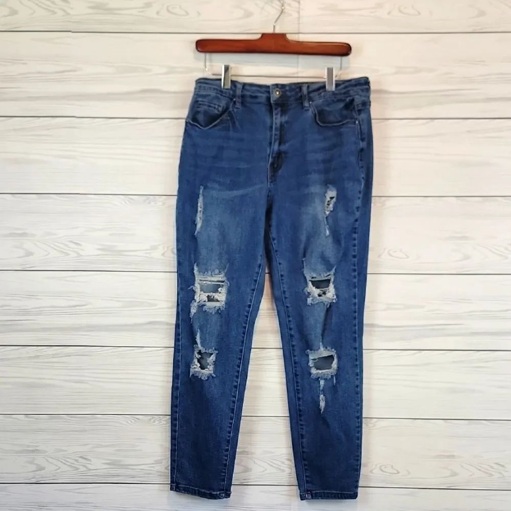 Wax Jean Distressed Blue Denim Women's Jeans Size 13 Waist 31